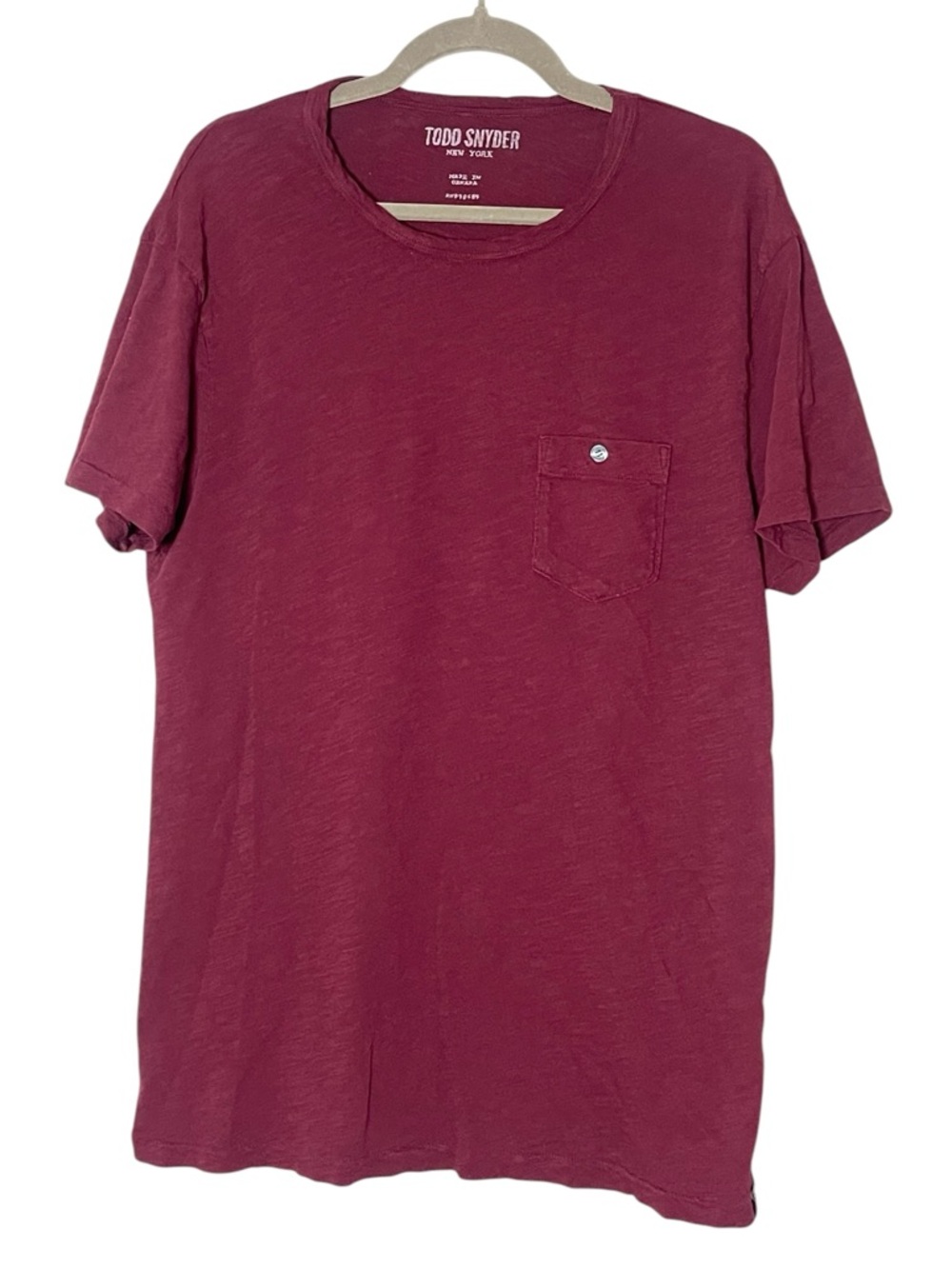 Todd Snyder Men’s XL Slub Cotton Pocket Tee Burgundy Washed Crewneck T Shirt